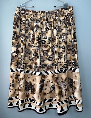 Vintage Safari Skirt Plus Size Animal Print Tribal African Zebra Leopard Deer